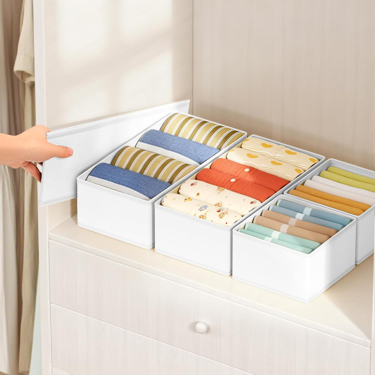 Drawer Organizer Clothes Storage - 16 Pack Baby Dresser Organizer for Nursery, Foldable Drawer Dividers for Bedroom Closet Organization, Fabric Storage Bins for Socks, Underwears, Bras