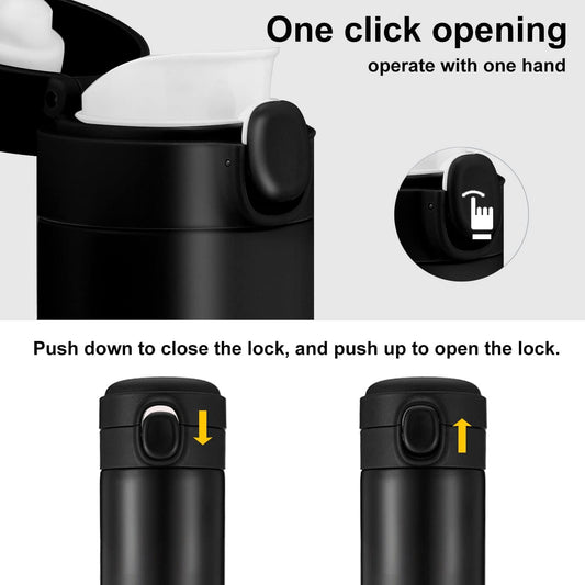 Insulated Travel Water Bottle Metal Coffee Cup Mug Stainless Steel Reusable Flask Tumbler for Men Women Gym Hiking Sports (Blue, 15 Oz)