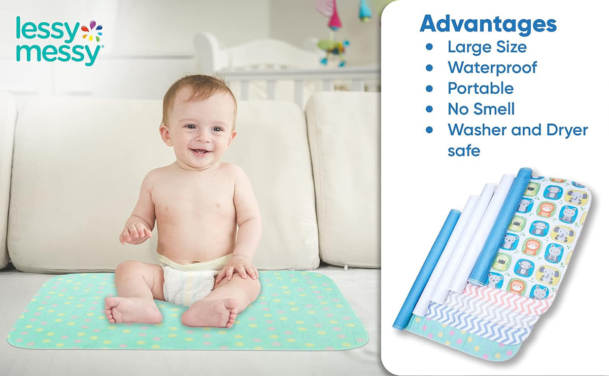 Portable Diaper Changing Mat - Extra Large Waterproof Travel Changing Pad | Machine Washable & Dryer Safe | Wipeable Baby Changing Mat for Nursery, Car, & On-The-Go (Grey)