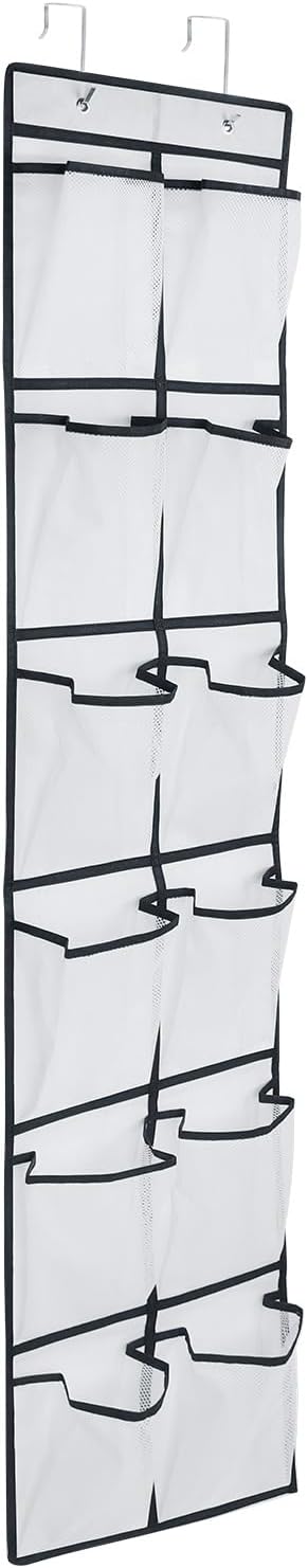 Over the Door 12 Pocket Hanging Shoe Organizer, Gray
