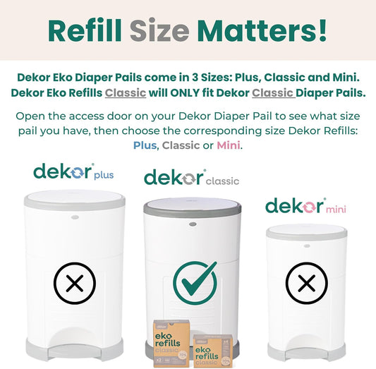 CLASSIC Diaper Pail Refills | Unscented | Exclusive End-of-Liner Marking | Thick Quick & Easy to Replace | Most Economical Refill System | for Original and Eko Style Pails