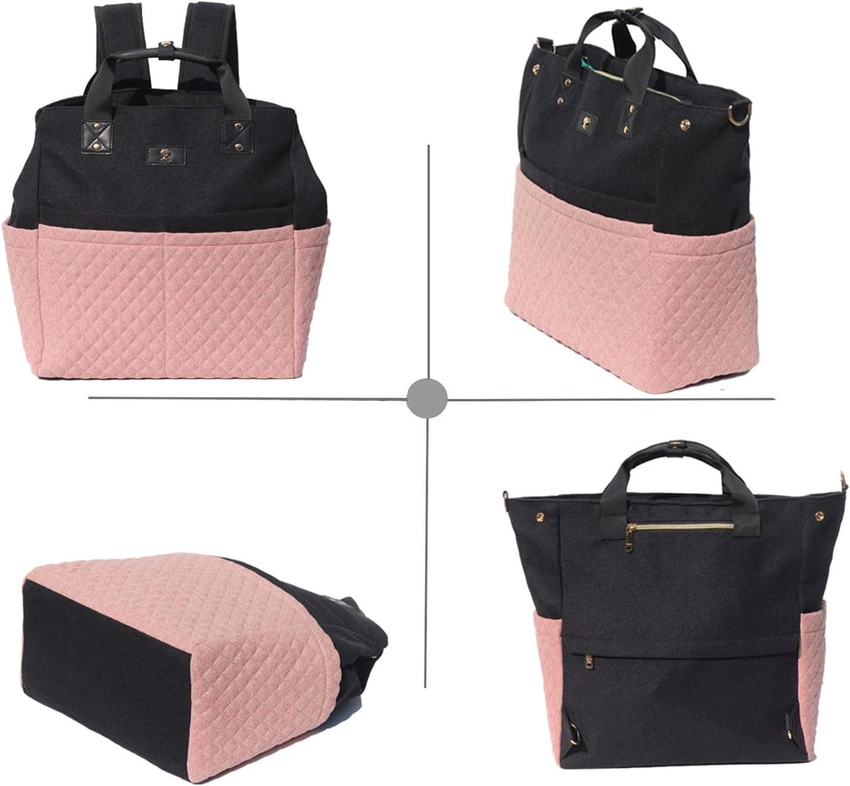 Diaper Tote Bag Totepack Backpack Crossbody Bag 3 in 1 for Women Laptop Backpack Multifunctional with Insulated Pockets