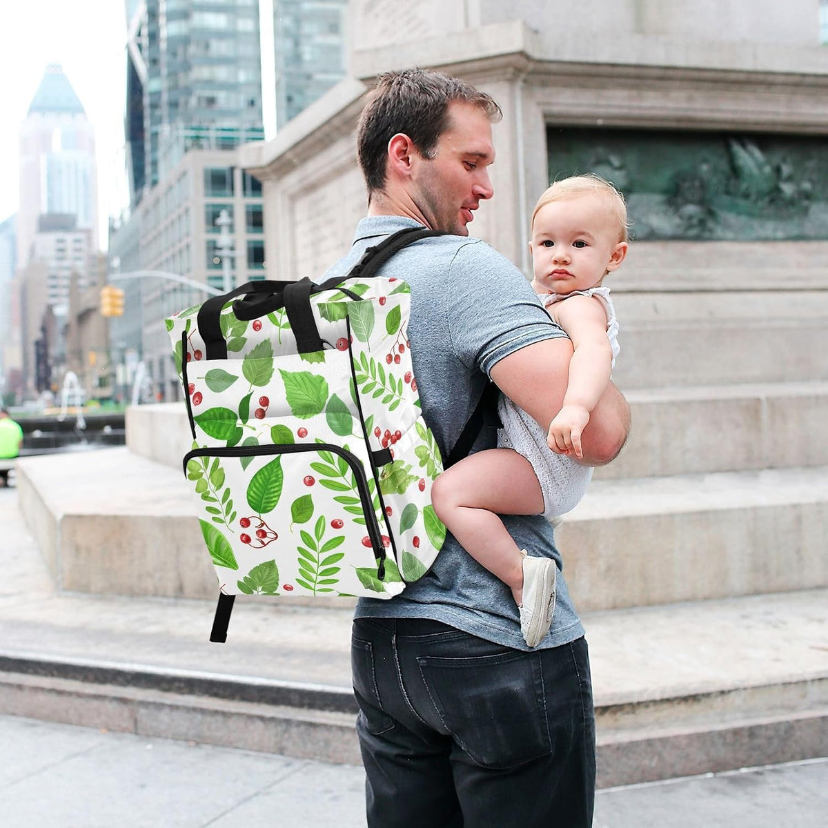 Diaper Bag Backpack, Multifunction Travel Bag for Moms Dads, Baby Changing Bag with Insulted Pockets, Stroller Straps and Side Bottle Pockets Berry Grove Pattern