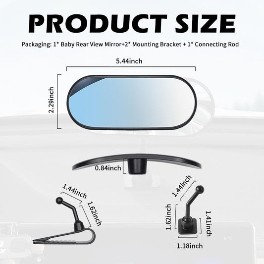 HD Car Mirror for Baby,360° Adjustable Rear View Mirrors Provides a Wide Field of Vision & Observation of the Rear Seat,Clip-on/Stick-on Convex Mirrors Baby Mirror for Car