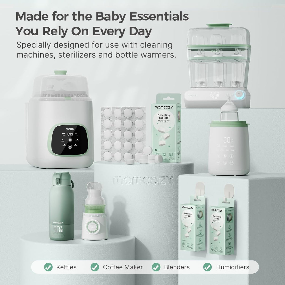 3 Layers Bottle Sterilizer and Dryer & Descaling Tablets