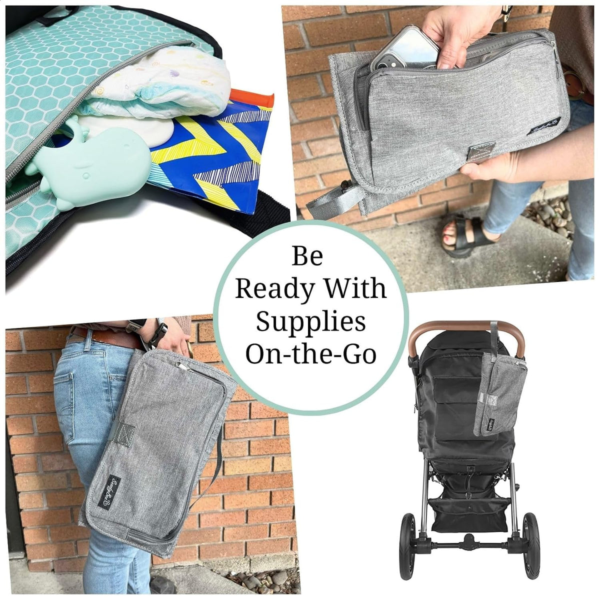 Portable Playtime Changing Pad: 3-in-1 Diaper Clutch, Changing Station, and Clean Hands Toy Barrier. Water-Resistant and Stylish, with Dual Storage Pockets. Black-2024-Improved-Version