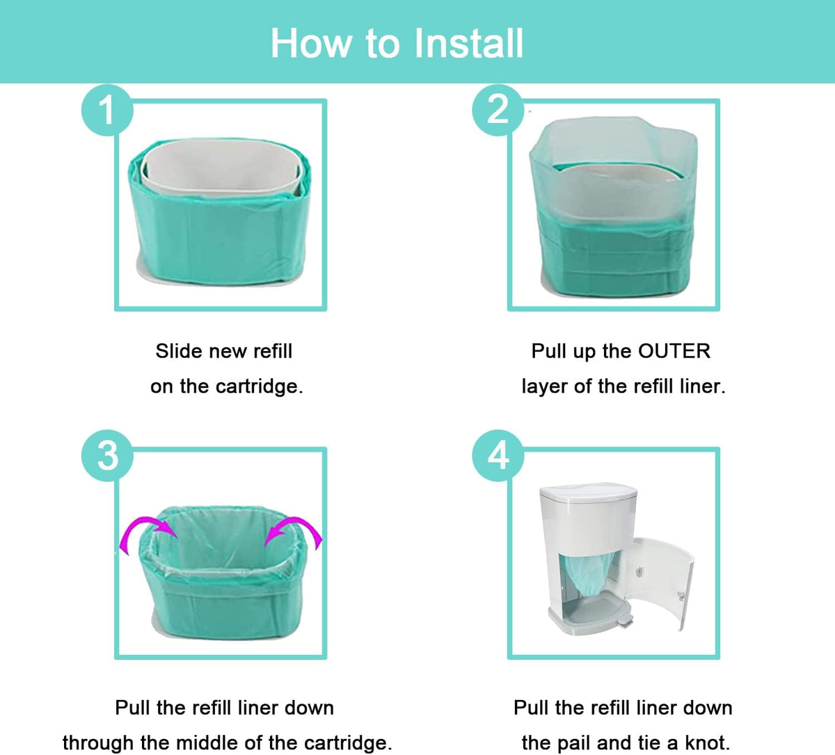 6 Pack Diaper Disposal Liner Refills Compatible with Janibell Akord 330 Slim Adult Diaper Disposal System(NOT Compatible with 280 Pails)