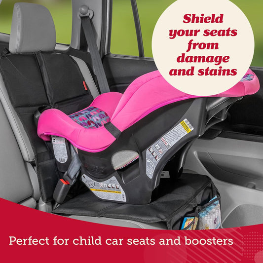 Car Seat Cover & Protector - Waterproof Non-Slip Protector - Mesh Pocket Organizer - Universal Fit for Convertible & Toddler Car Seats, Black