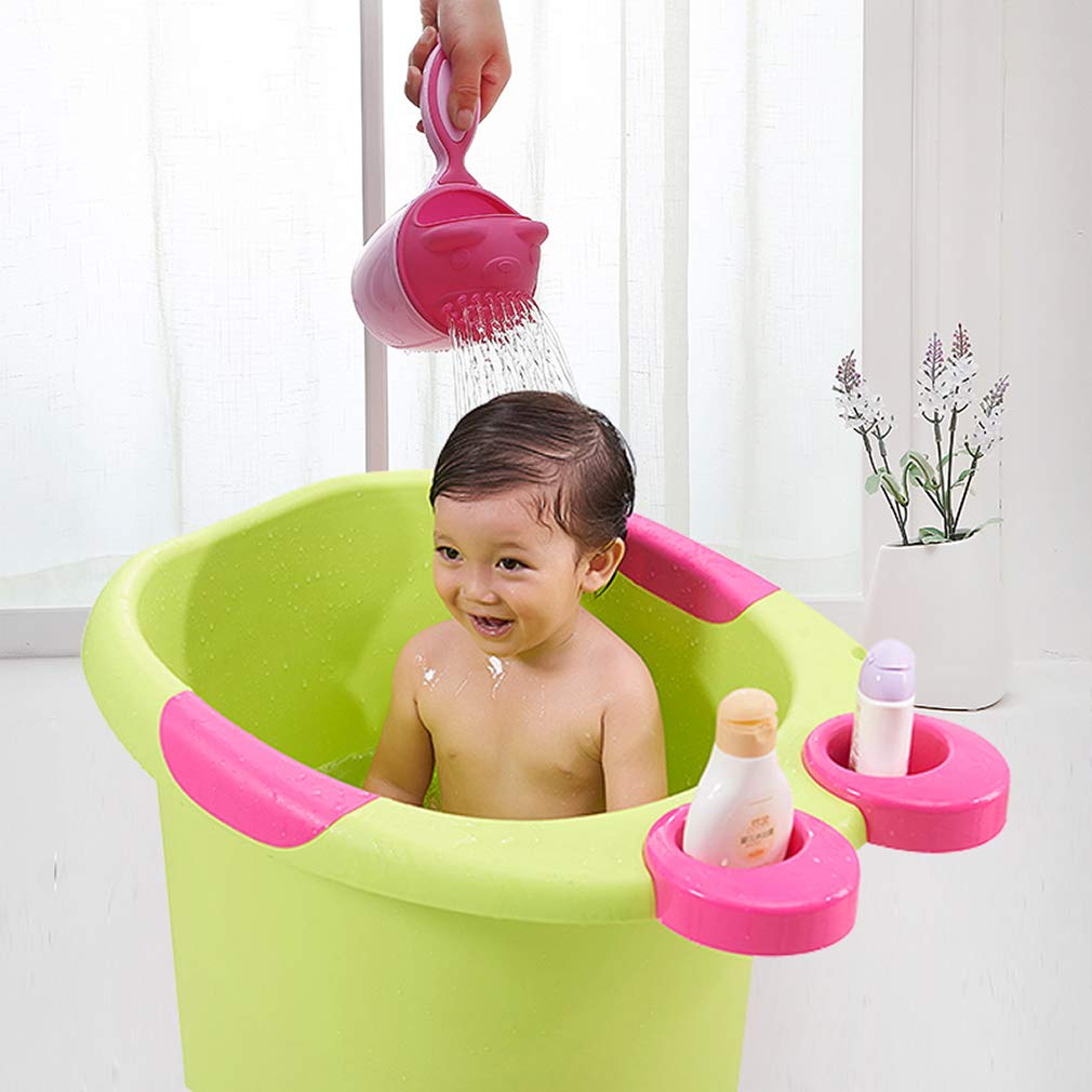 Baby Bath Rinse Cup with Bear Design for Rinsing Hair and Protecting Infant Eyes (Pink)