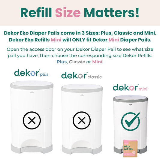 MINI Refills, 2 Count | ONLY Eco-Friendly Diaper Pail Refills Made With 70% Recycled Materials | Quicker, Easier & More Cost Effective than Trash Bags | Unscented