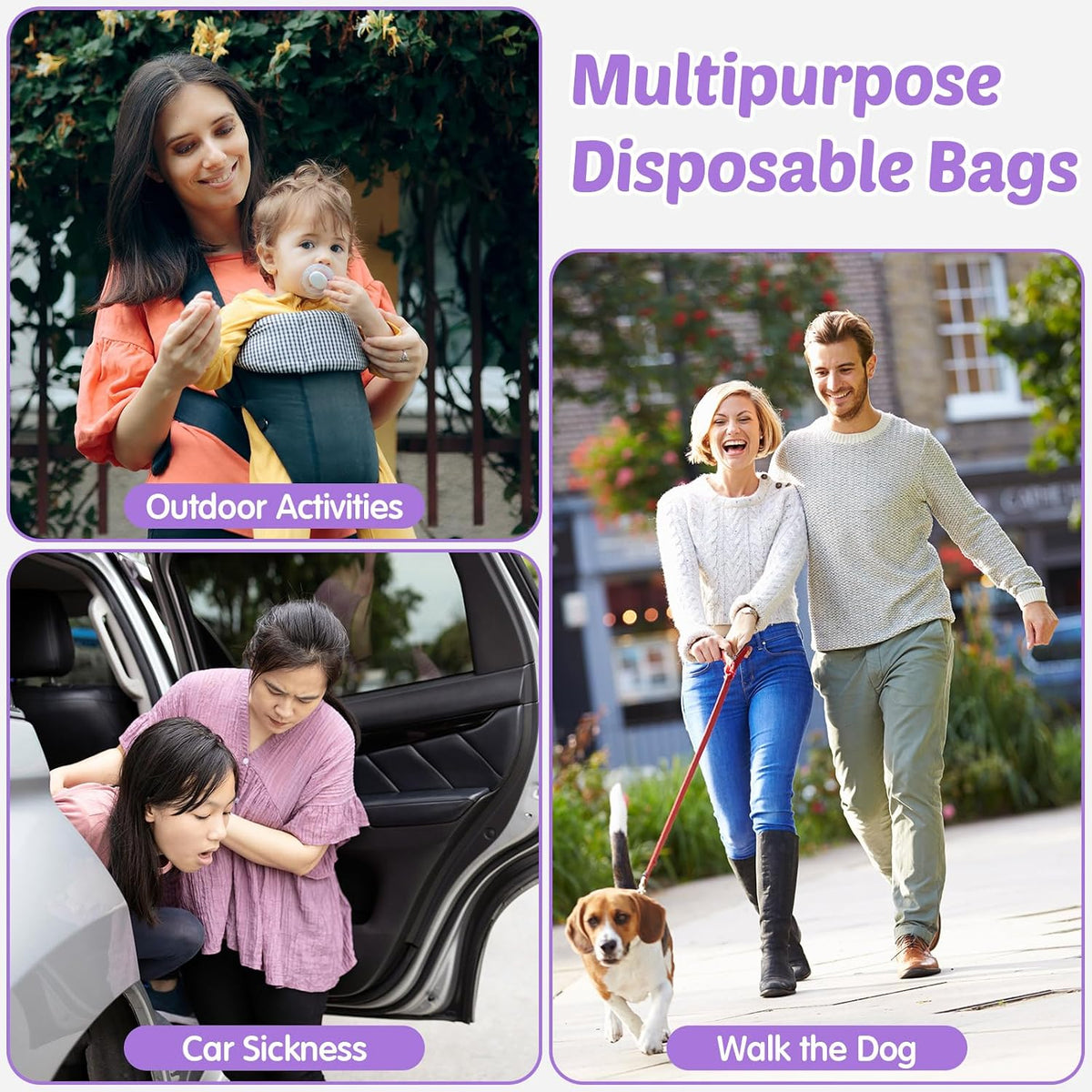 1500 Count Diaper Disposable Bags for Baby Diaper Sacks Baby Powder Scent Disposal or Pet Waste Bags, 100 Rolls(Purple)