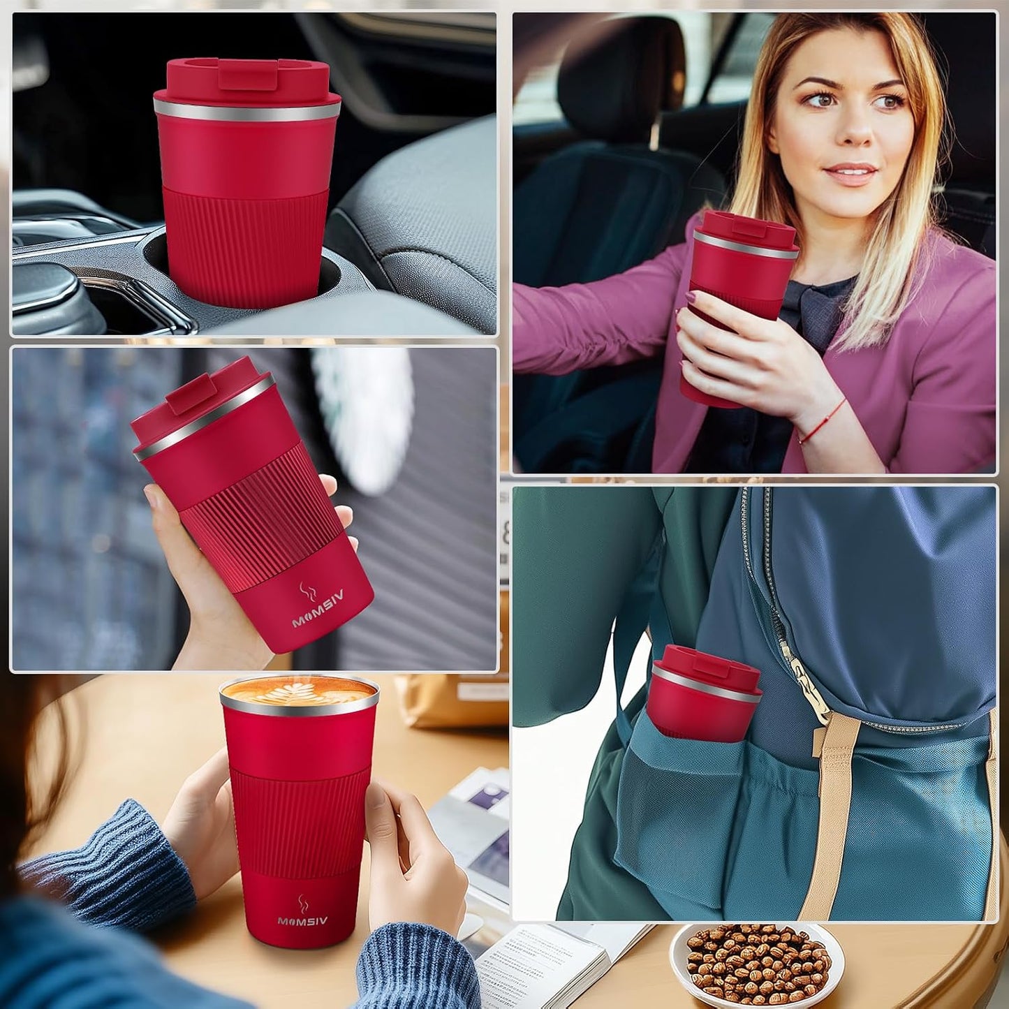 17oz Travel Coffee Mug, Insulated Coffee Cup with Leakproof Lid | 6-Hour Heat Retention, 360°Leak proof, Vacuum Stainless Steel Double Walled, BPA-free, Reusable And To Go Coffee Mug