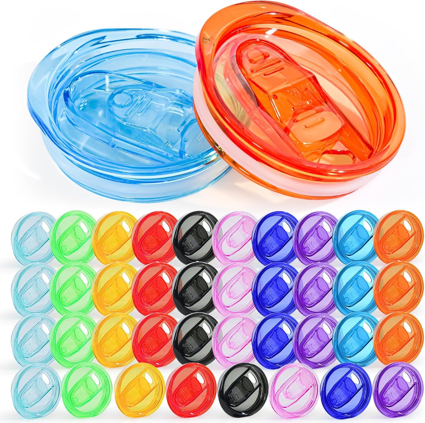 10 Pcs 20 oz Tumbler Lid Plastic Skinny Tumbler Lid Replacement Splash Resistant 20 oz Silicone Sliding Skinny Tumbler Lids, BPA Free, Straw Friendly, Multi-Colored