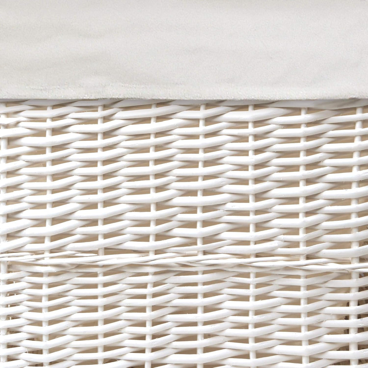 Wicker Nursery Laundry Hampers with Removable Liners and Hinged Lids – Set of 2 Large Clothes Storage Baskets for Baby, Kids, or Home Organization – White/White Finish