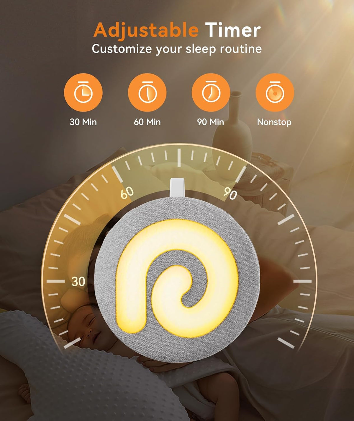 Portable Sound Machine Baby - D11 White Noise Machine for Baby Sleeping with Night Light, White Noise, Lullaby, Nature Sounds, Child Lock, USB Rechargeable Sound Machine for Travel Nursery