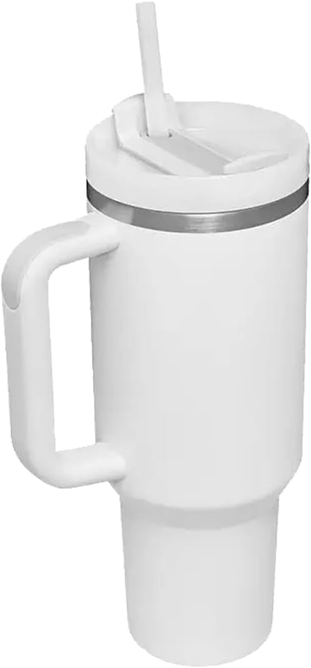 Tumbler with Handle & Straw 40 oz | Twist on 3-Way Lid | Cupholder Compatible for Travel | Insulated Stainless Steel Cup | BPA-Free | for Water, Iced Tea or Coffee | Black
