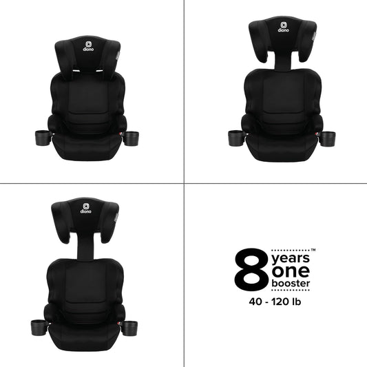 Everett NXT High Back Booster Car Seat with Rigid Latch, Lightweight Slim Fit Design, 8 Years 1 Booster Seat, Black