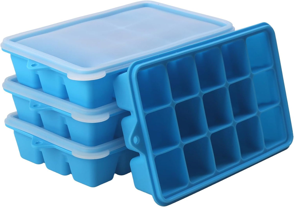 2 Tbsp Silicone Freezer Molds - Perfect for Storing Garlic, Ginger, Herbs,Pesto, Tomato Paste, Lemon Juice,Vegetable Purees,Purees and More - Silicone Food Freezer Tray (Blue)