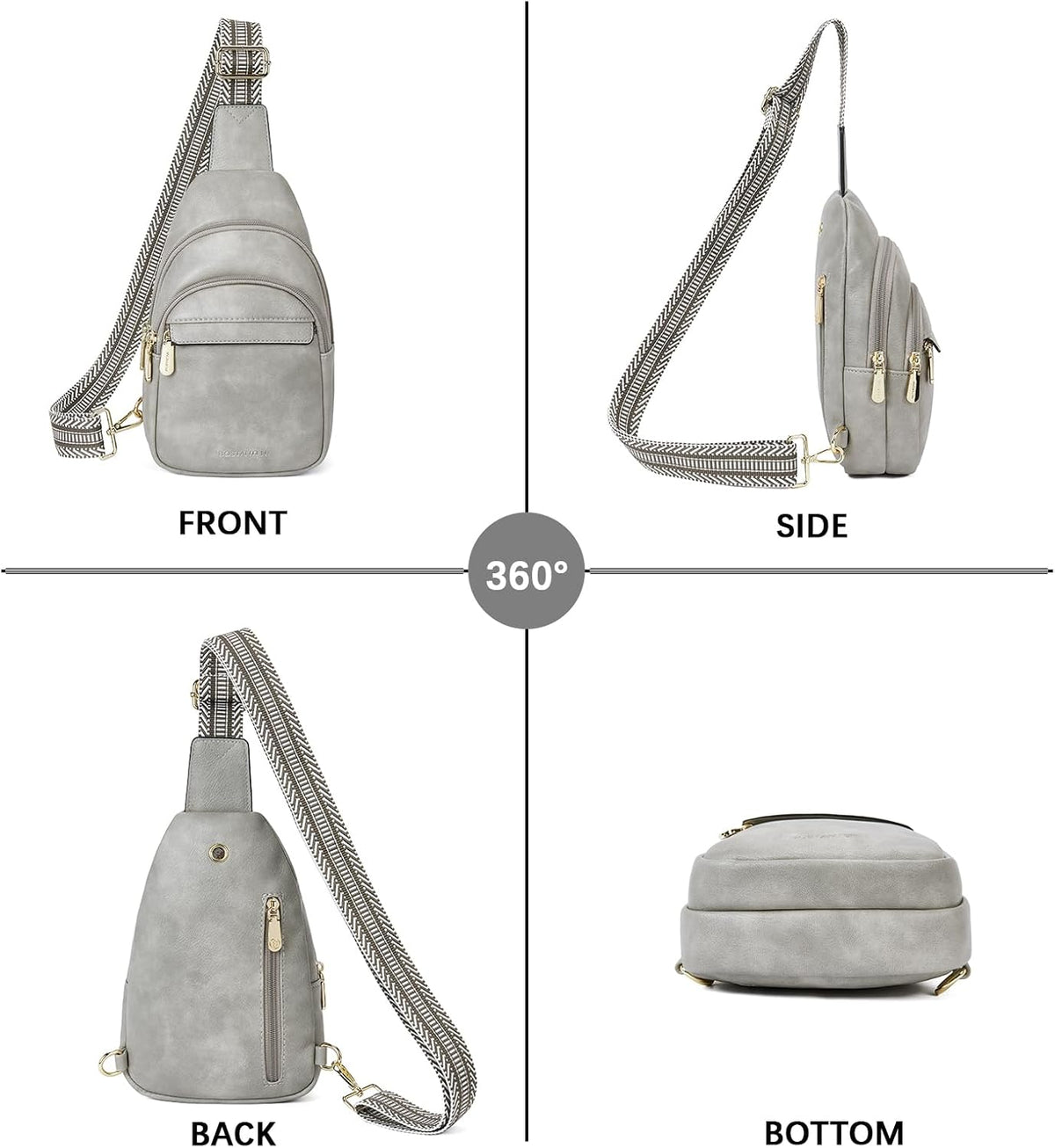 Sling Bag for Women Leather Crossbody Bags Fanny Pack Chest Bag for Travel