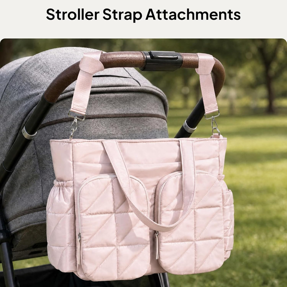 Diaper Bag Tote, Quilted Puffer Baby Bag with Insulated Pockets, Lightweight Hospital Bag for Mom & Dad, Travel, Work