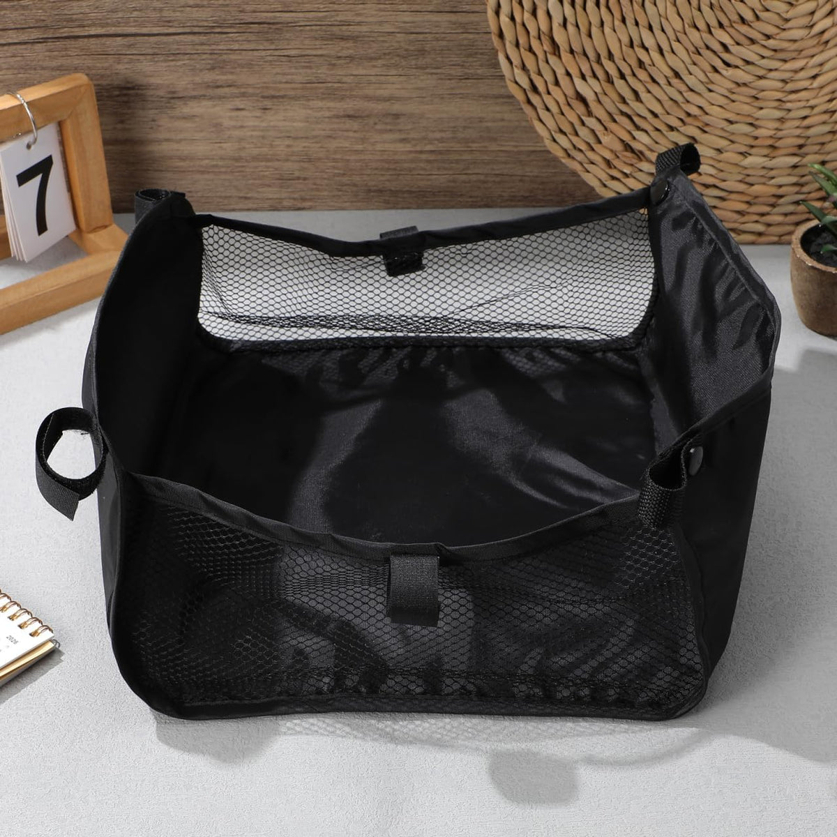 Baby Stroller Bottom Storage Basket 11.81X11.02X5.51In Lightweight Organizer Net Bag for Infant Essentials under Stroller Carrying