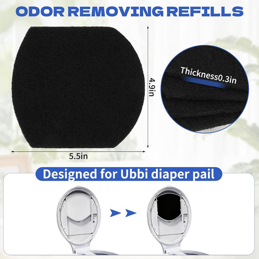 16 PCS Diaper Pail Deodorizer Refills for Ubbi Diaper Pail, Activated Charcoal Odor Absorbing Filters, Strong Odor Eliminating, Precise fit, Keep Nursery Fresh Long-Lasting