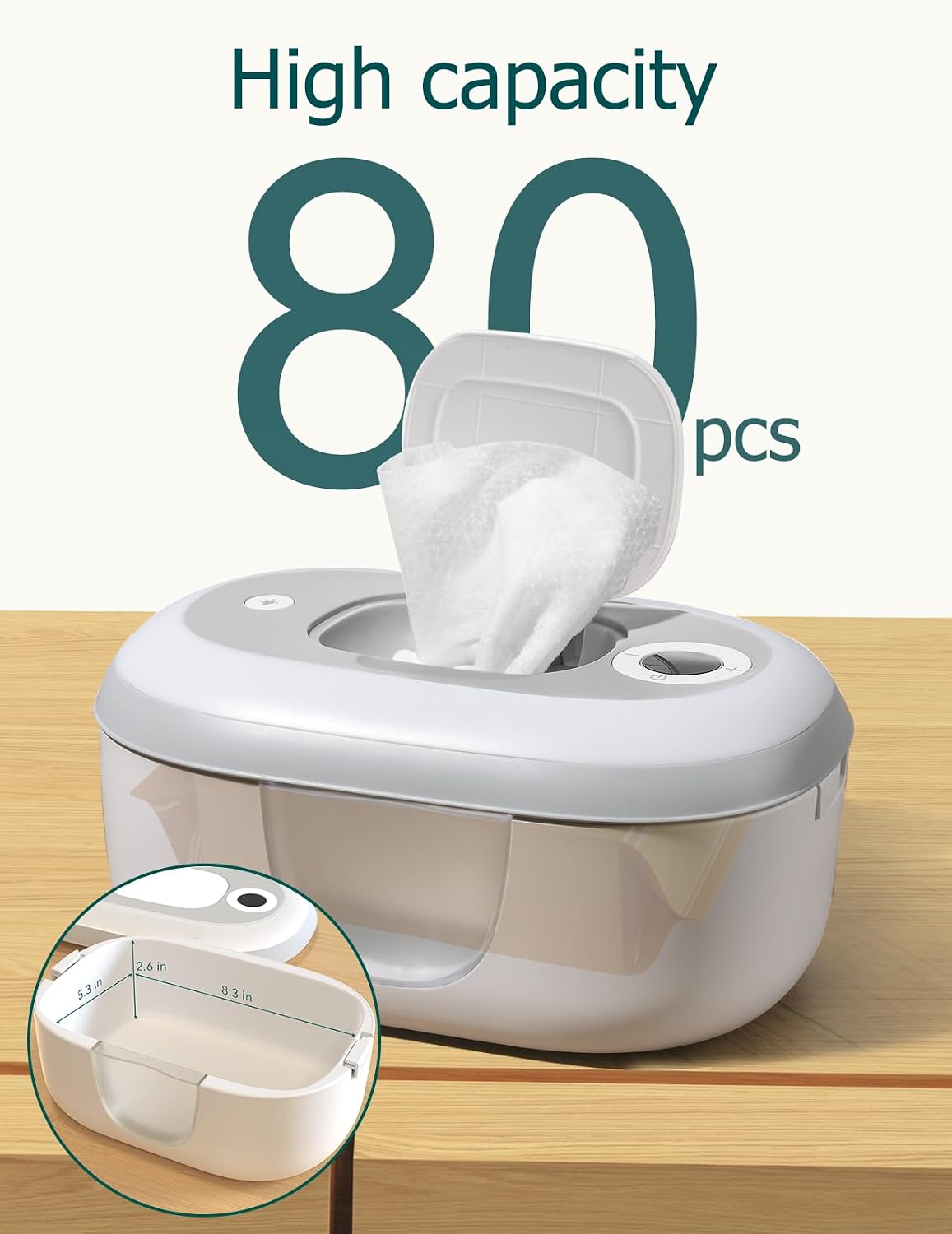 Baby Wipe Warmer and Wet Wipes Dispenser | Large Capacity Wipes Warmer for Babies with Night Light | Top Even Heating, 4-Level Temperature (100-131℉) | Newborn Essentials