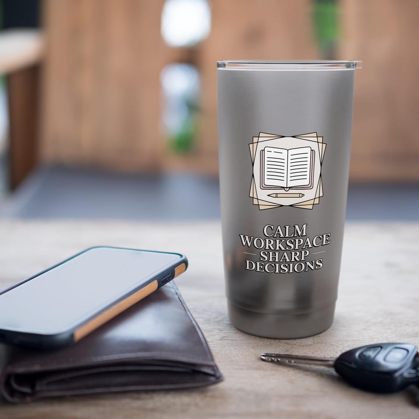 Calm Workspace Sharp Decisions Executive Desk Stainless Steel Insulated Tumbler