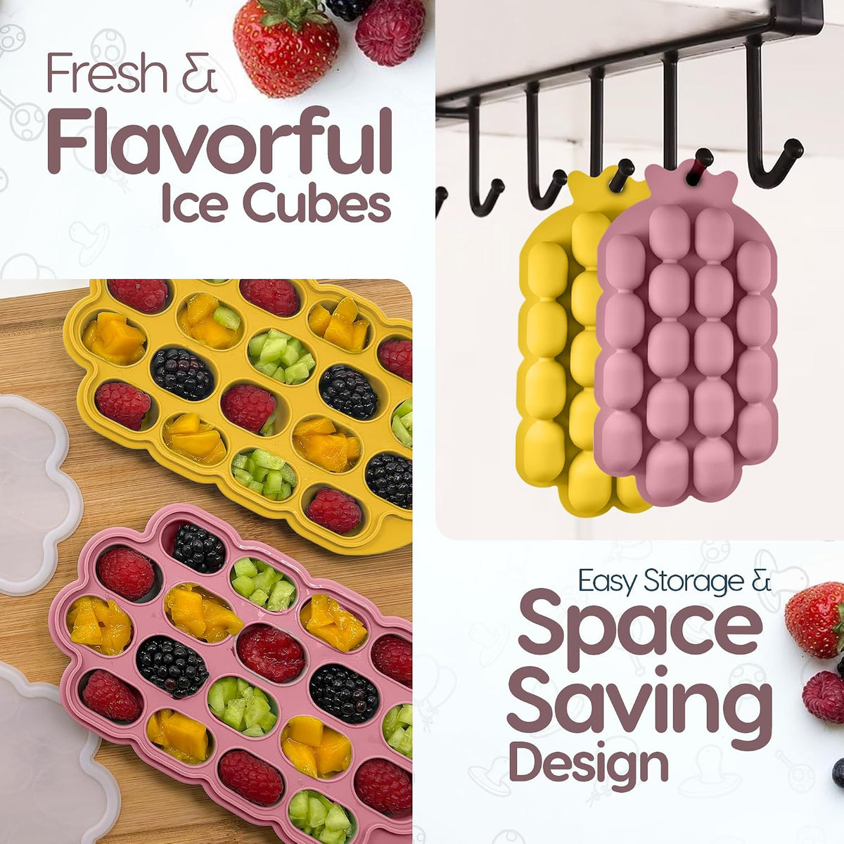 Baby Food Freezer Trays | BPA-Free, Food-Grade Silicone Freezer Molds with 2 Trays(18 Holes) | Silicone Freezer Trays with Lid and Baby Food Freezer Tray for Baby Food Storage Containers Freezer