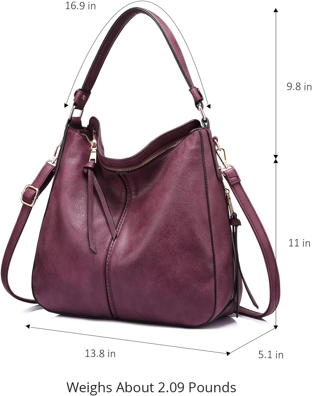 Hobo Crossbody Bag for Women, Designer Shoulder Purse Handbags
