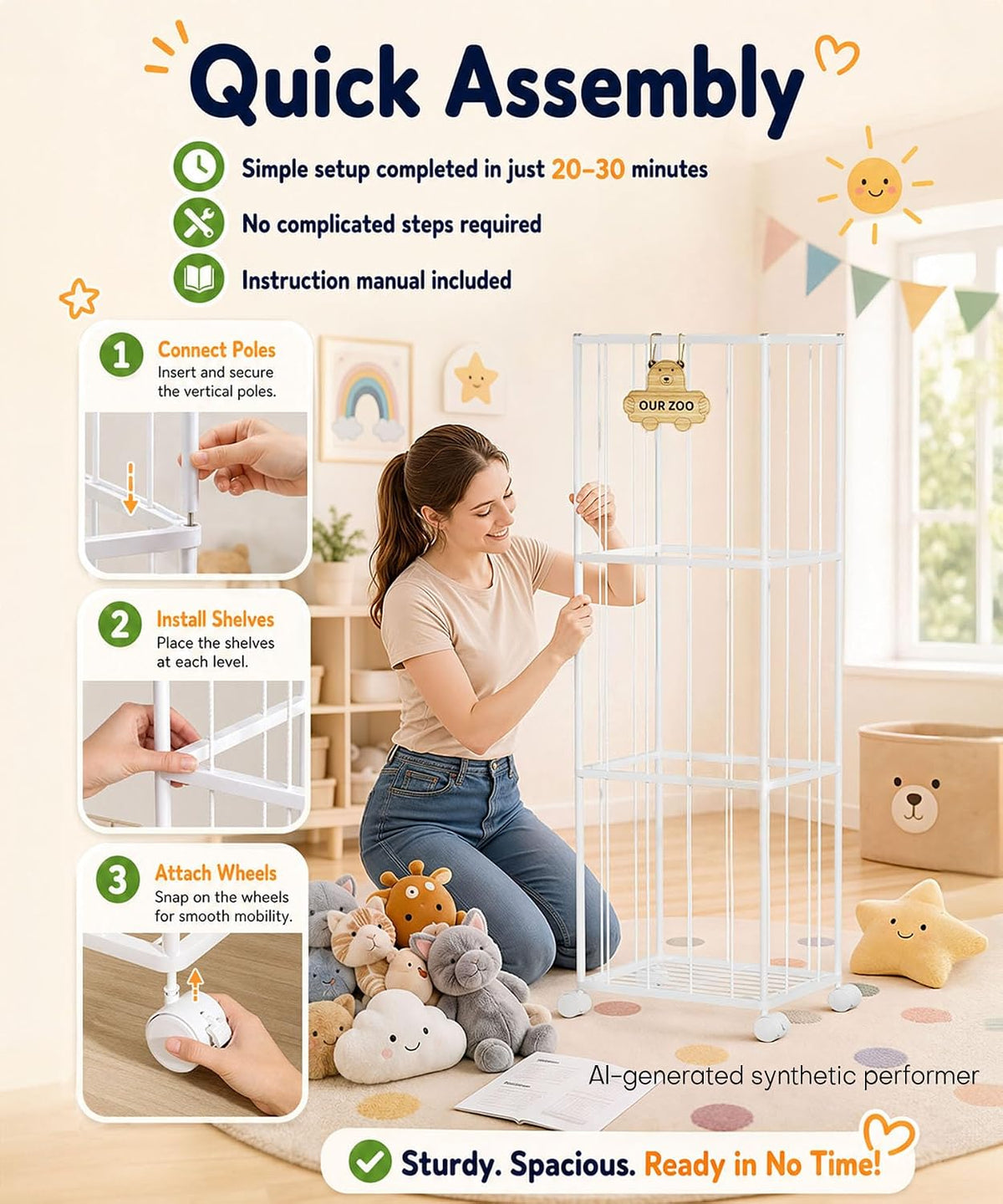 Kids Stuffed Animal Storage: Large Capacity in a 54" Tall Plush Tower