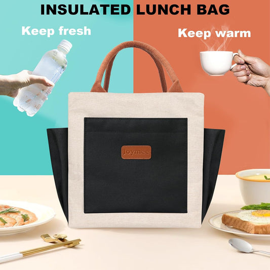 Insulated Lunch Bag For Women Reusable Leakproof - Black | Large Capacity, Bottle Holder & Side Pockets, Leakproof Insulated Design, for Work, Travel, Picnic & Daily Use, for Adult - Colors B