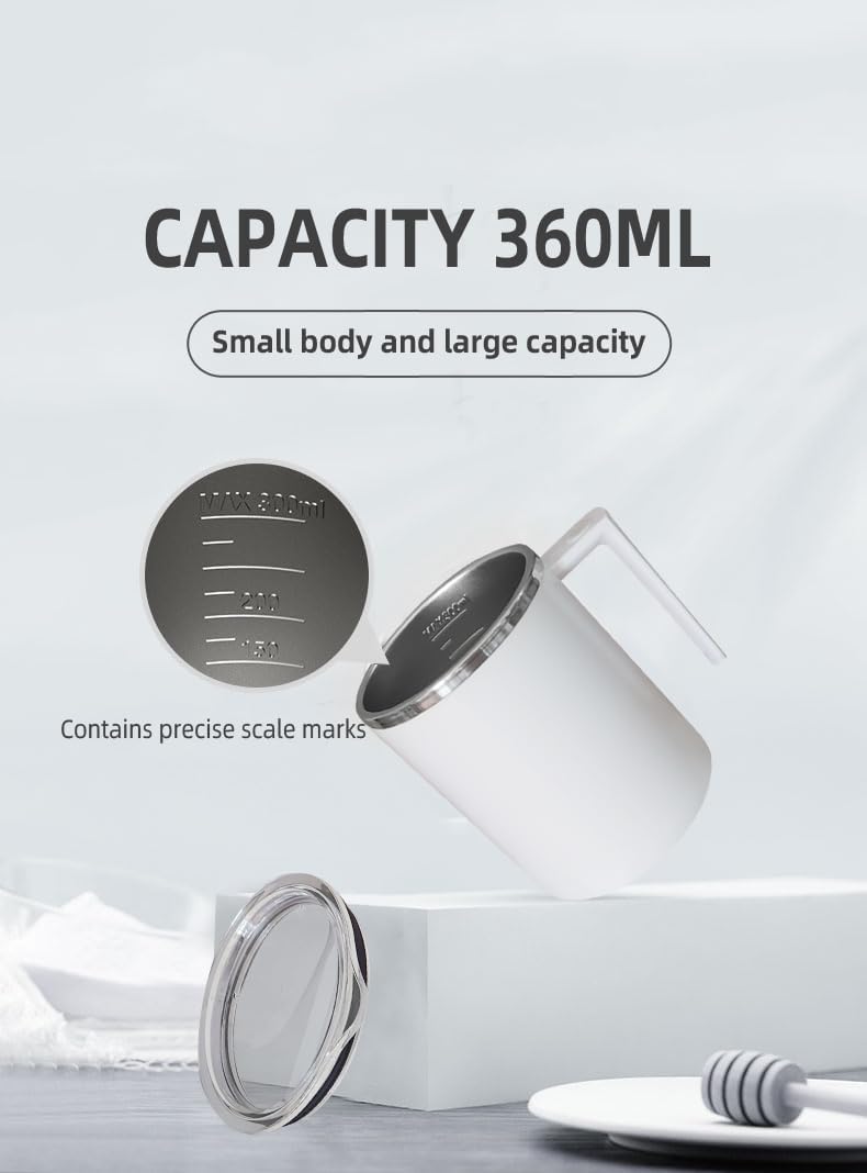 Self Stirring Mug,Self Stirring Coffee Mug,Suitable for Coffee, Milk, Cocoa and Other Beverages,Insulated bottle (Cream-temperature, 12 Ounces)