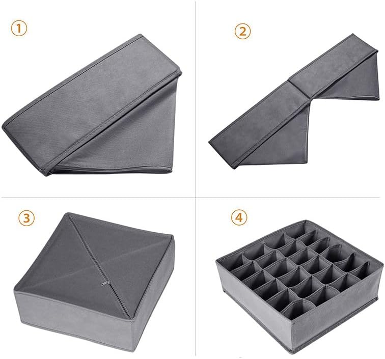6 Pack Fabric Drawer Organizer/Divider Set for Clothing, Socks, Underwear, Bra, Baby Clothes, Bathroom Storage Solutions, Junk Drawer Reset Organizer