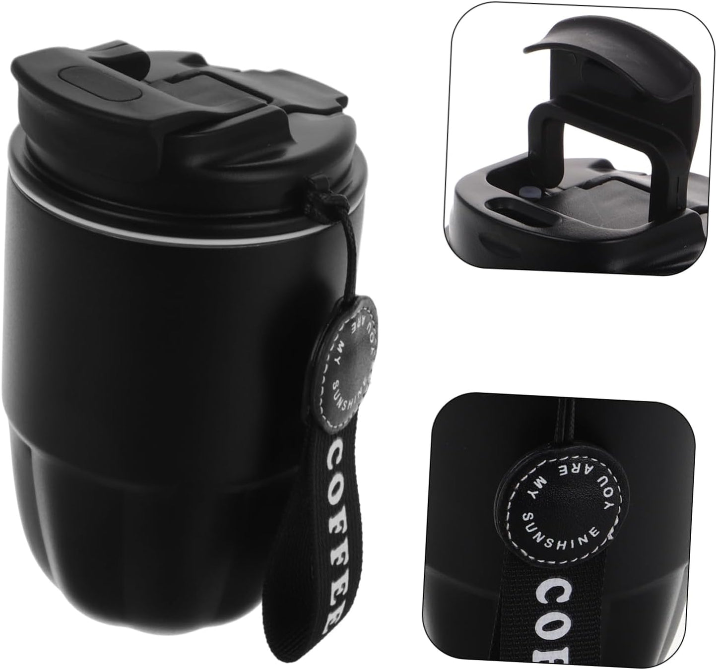 Portable Stainless Steel Travel Coffee Mug Double Wall Insulated Tumbler with Leak Lid for Office Car Outdoor Use Black Color Reusable Design