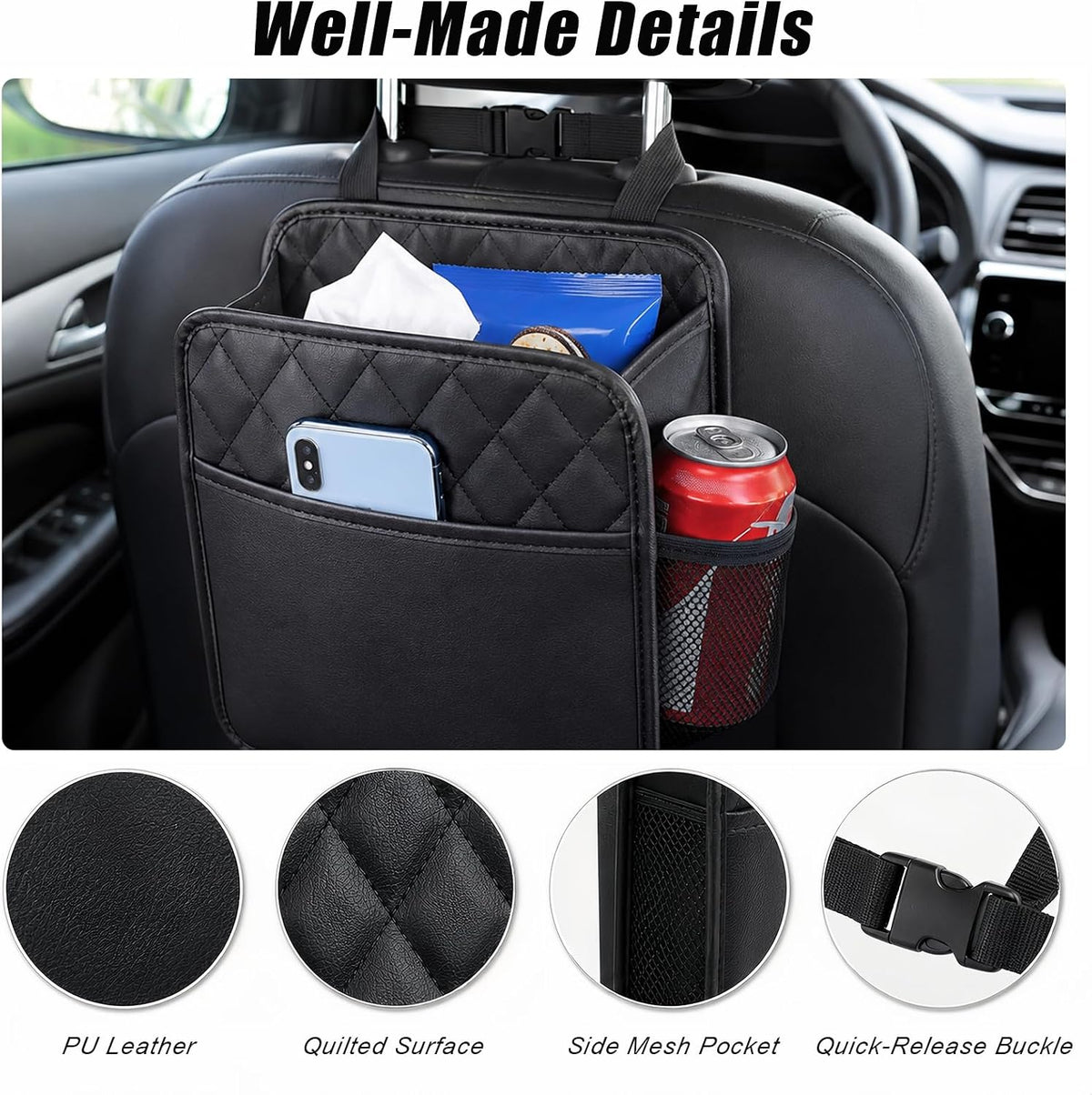 Car Organizer Back Seat with Storage Pocket, Car Seat Organizer Backseat