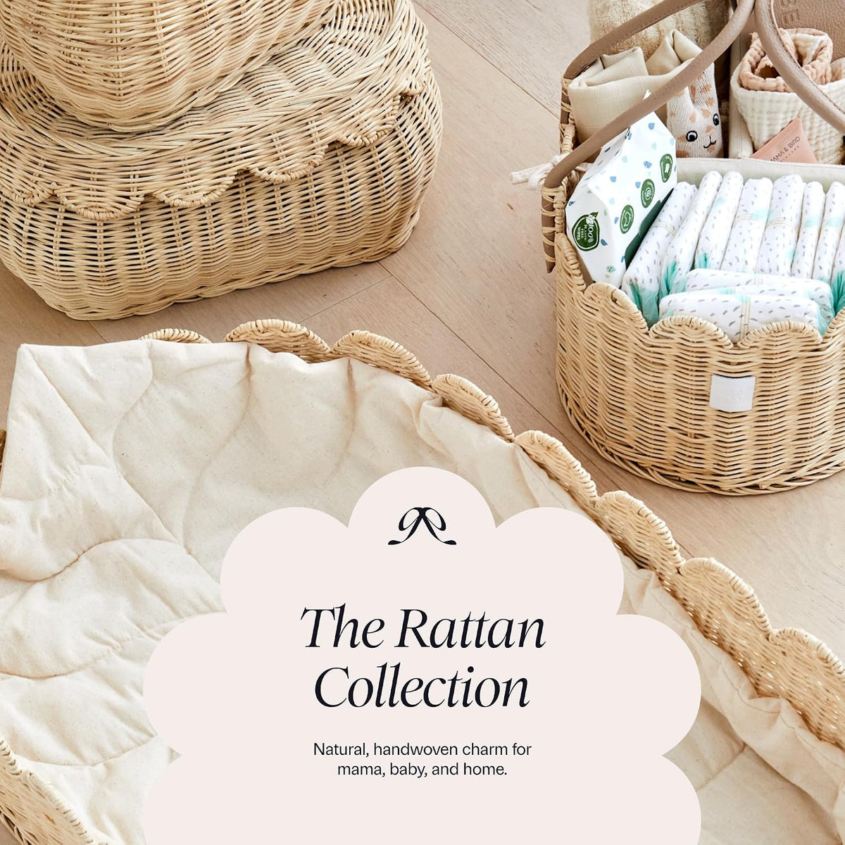 Premium Baby Diaper Caddy Organizer Basket with Cotton Divider