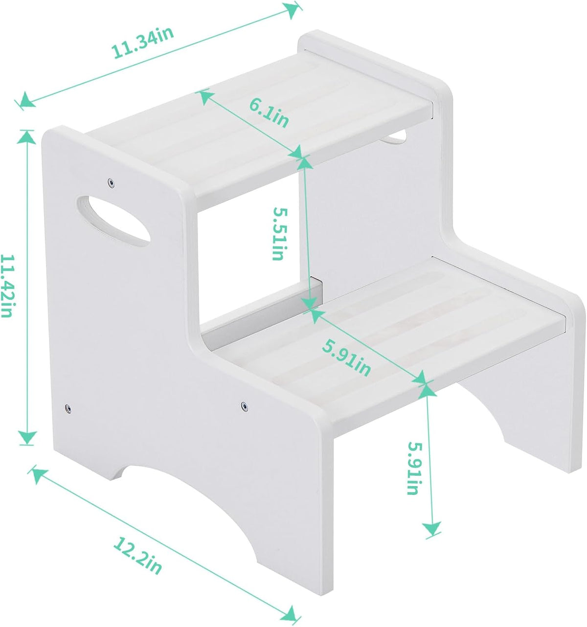 Wooden Toddler Step Stool for Kids, Two Step Stool with Non-Slip Pads & Handles, Potty Training Stool for Bathroom Sink, Toilet, Kitchen, Bedroom (Natural)