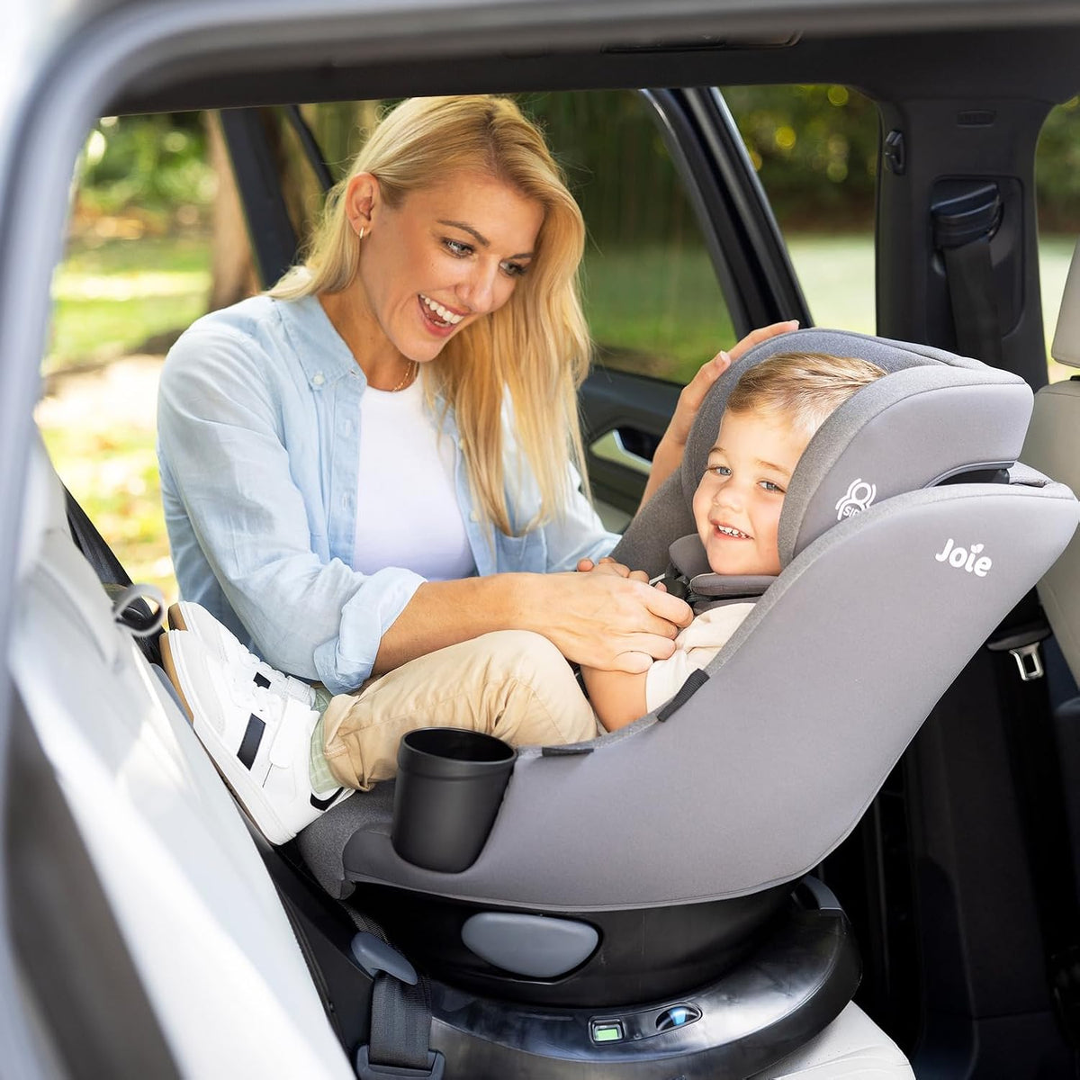 Chili Spin 360 2-in-1 Rotating Convertible Car Seat with a 360 Spin and Easy Installation - Lower Anchor Attachment or Vehicle Belt Installation (Thunder)