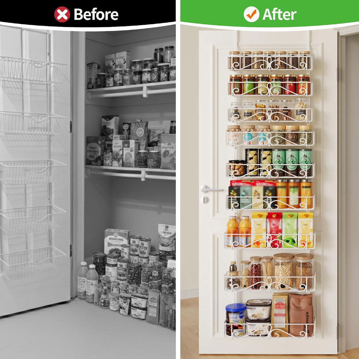 6-Tier Over Door Pantry Rack, Heavy Duty Storage Shelf for Laundry