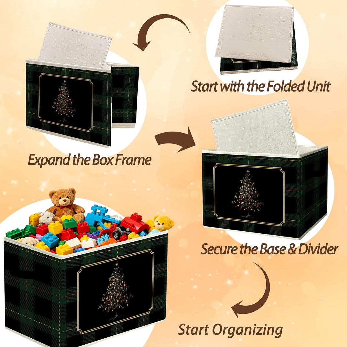 Rustic Where the Wild Ones Play Storage Bins Boxes with Handles - Colors B