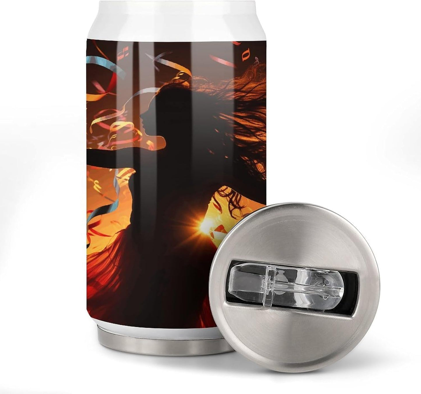 Dance Music Tumblers Stainless Steel Insulated Tumbler Cola Can Vintage Travel Coffee Tumbler Aesthetic Retro Coffee Mug Travel Cup Keeps Drinks Cold & Hot for Outdoor 300ml