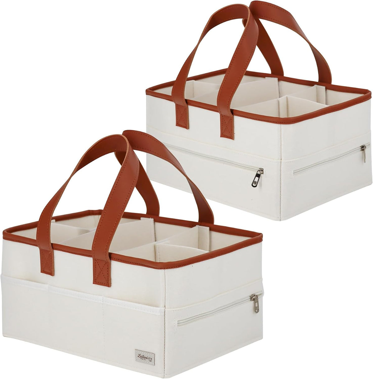 Baby Diaper Caddy Organizer, Portable Nursery Storage Basket with Handles and Removable Dividers, Felt Organizer for Diapers, Wipes, Toys and Essentials