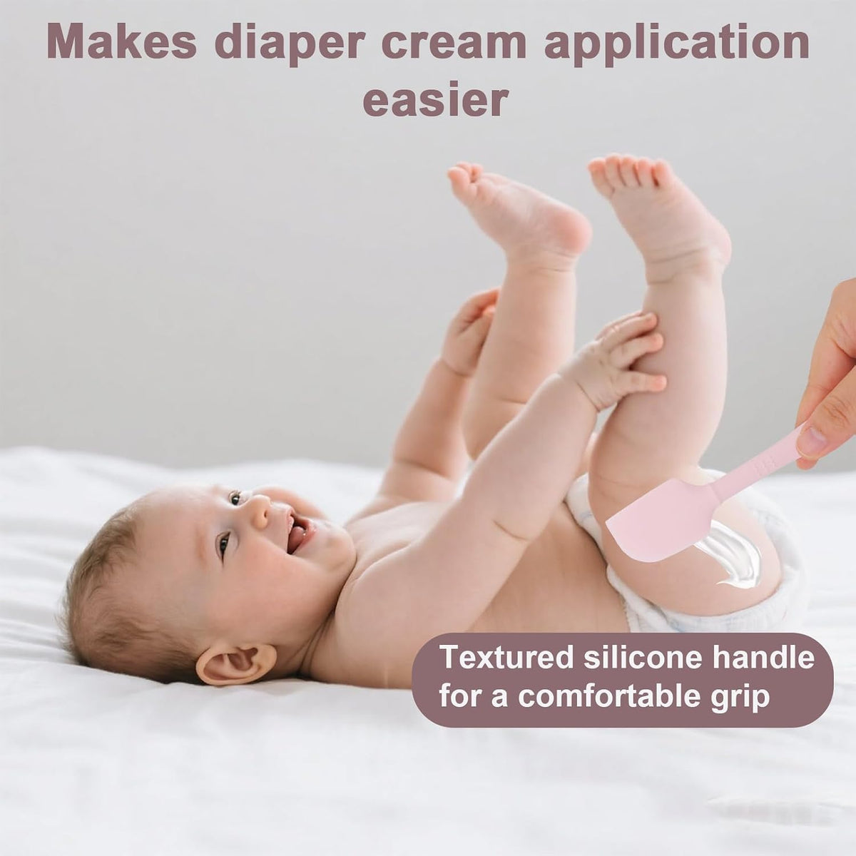 2pcs Baby Diaper Cream Spatula with Travel Case, 2 Sizes Soft Flexible Silicone Butt Paste Applicator Baby Diaper Rash Cream Spatula Bum Brush for Newborn (Pink)