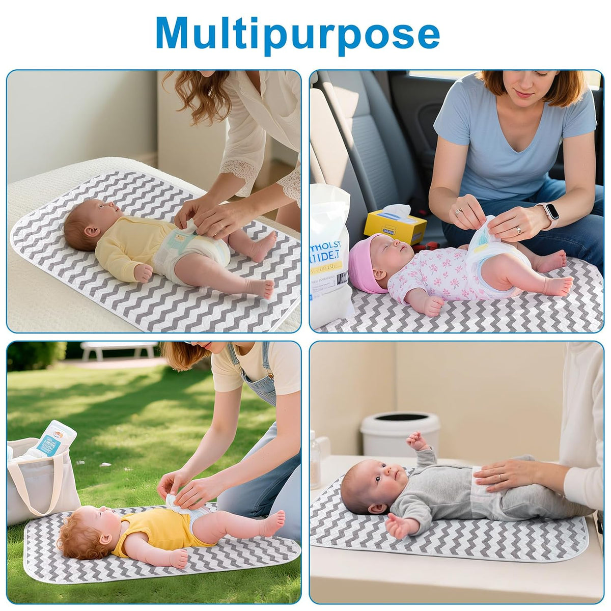 Baby Diaper Changing Pad, 27" x 20" Waterproof Baby Changing Mat, Wipeable Portable Diaper Changing Pad for Travel