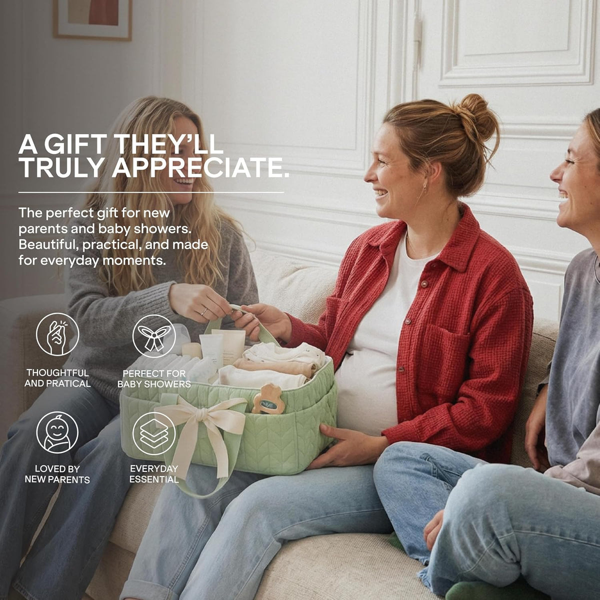 Baby Diaper Caddy Organizer - Large Portable Nursery Storage Baby Basket with Handles for Newborn Essentials, Diapers, Wipes - Changing Table Caddy Organizer for Boy & Girl