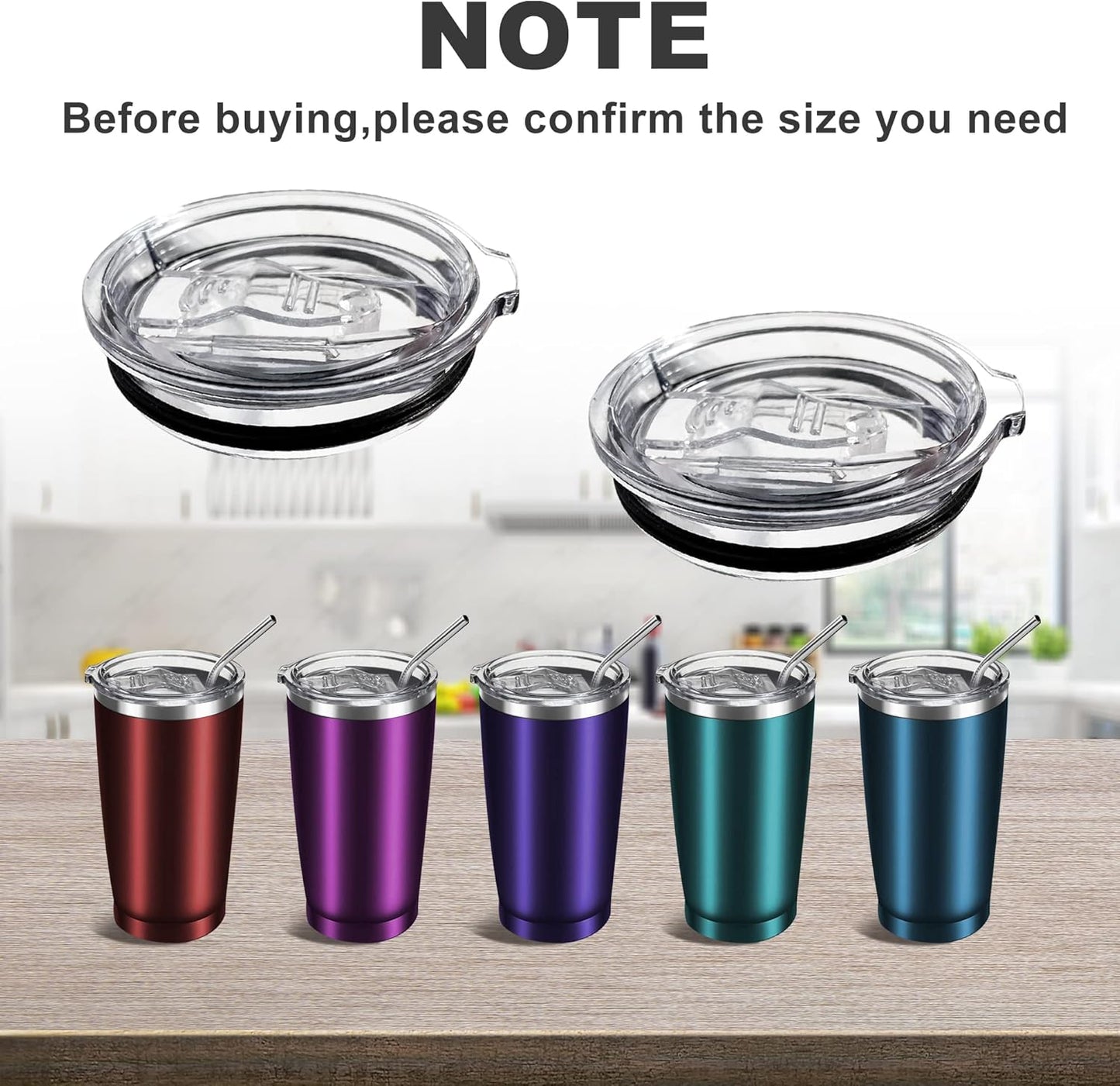 2PCS 20oz Tumbler Replacement Lids Covers for 3.25in Cup Mouth | Spill Proof Splash Resistant Lids Compatible Classic Stainless Steel Tumblers YETI Rambler Atlin,Beast Juro SUNWILL Cup
