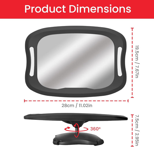 Baby Car Mirror with LED Light & Remote Control