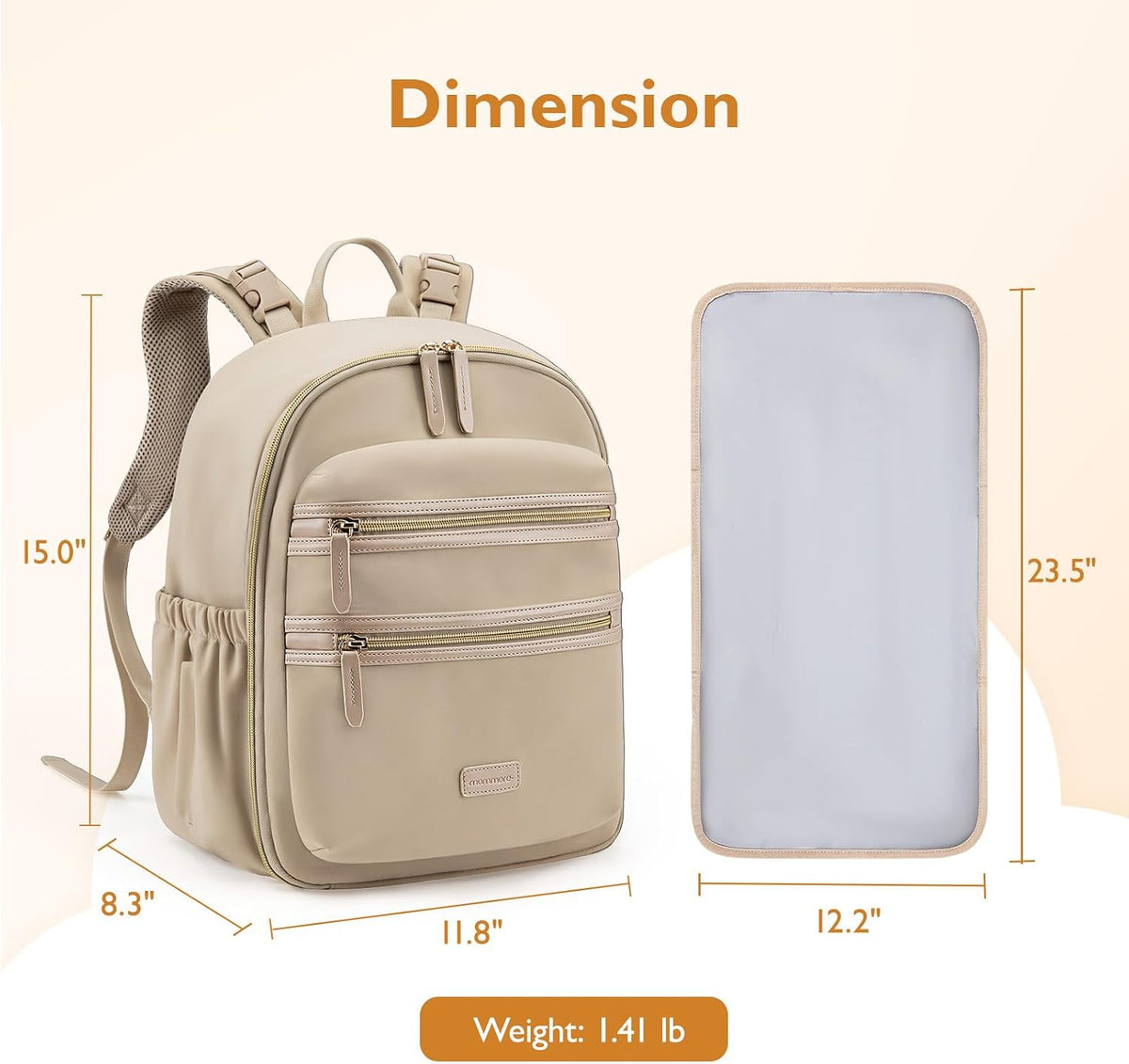 Neoprene Diaper Bag Backpack Small Baby Bag Travel Mini Diaper Backpack for Newborn with Insulated Pockets, Stroller Straps