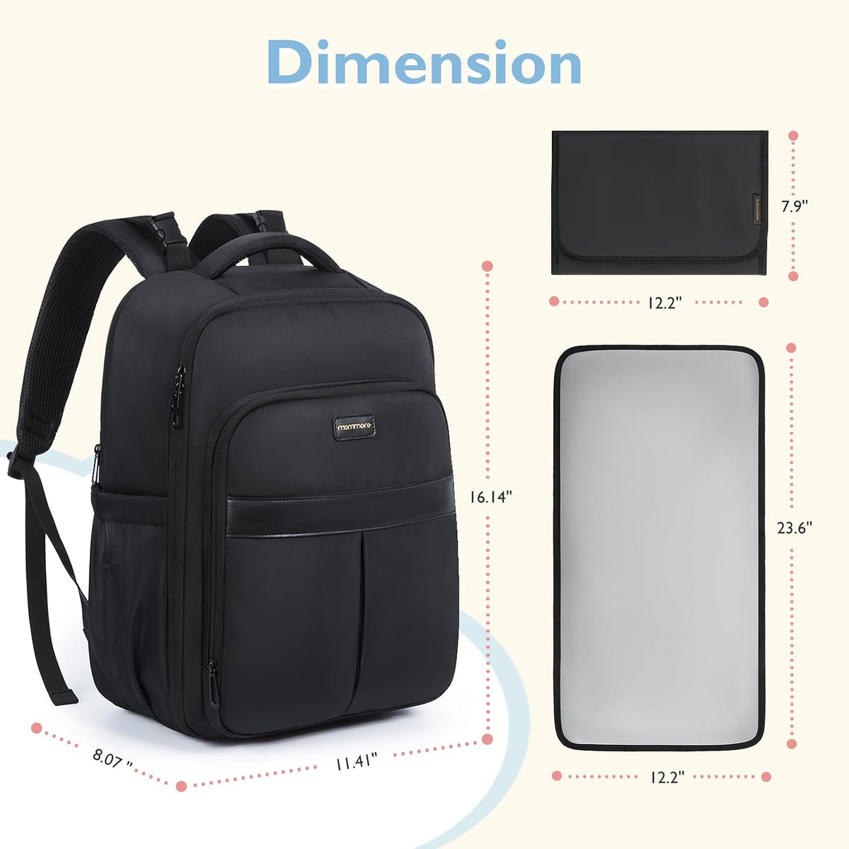 Diaper Bag Backpack Large Baby Bag 37L with 15.6'' Laptop Sleeve Mom Bags with Insulated Pockets, Changing Pad, Stroller Straps, Travel, Work